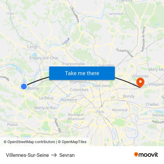 Villennes-Sur-Seine to Sevran map