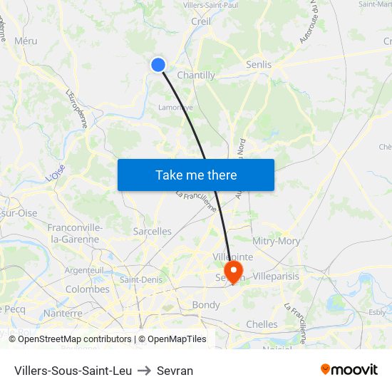 Villers-Sous-Saint-Leu to Sevran map