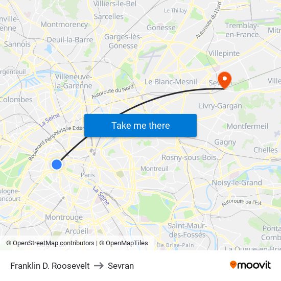 Franklin D. Roosevelt to Sevran map