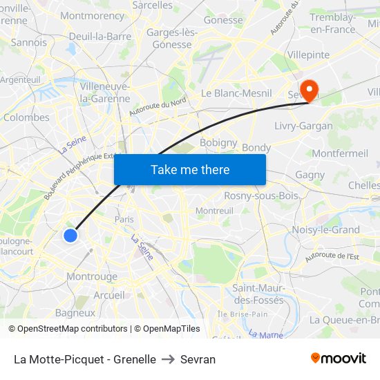 La Motte-Picquet - Grenelle to Sevran map