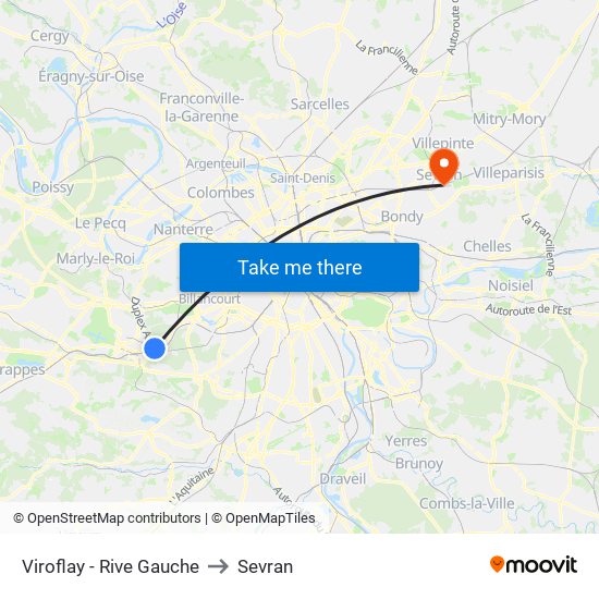 Viroflay - Rive Gauche to Sevran map