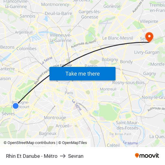 Rhin Et Danube - Métro to Sevran map