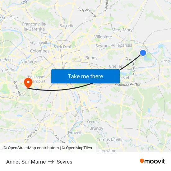 Annet-Sur-Marne to Sevres map