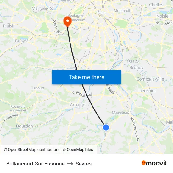 Ballancourt-Sur-Essonne to Sevres map