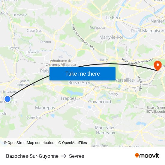 Bazoches-Sur-Guyonne to Sevres map