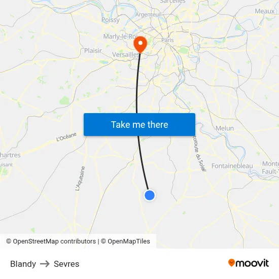 Blandy to Sevres map