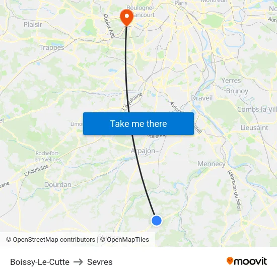 Boissy-Le-Cutte to Sevres map