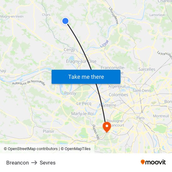 Breancon to Sevres map