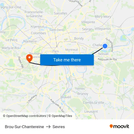 Brou-Sur-Chantereine to Sevres map