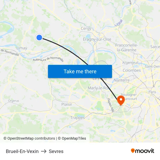 Brueil-En-Vexin to Sevres map