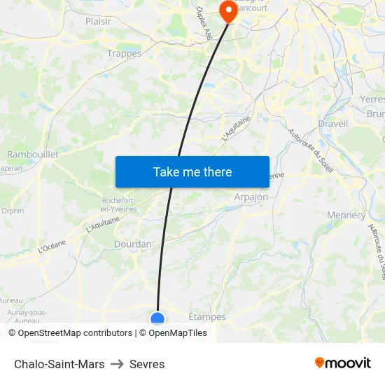 Chalo-Saint-Mars to Sevres map