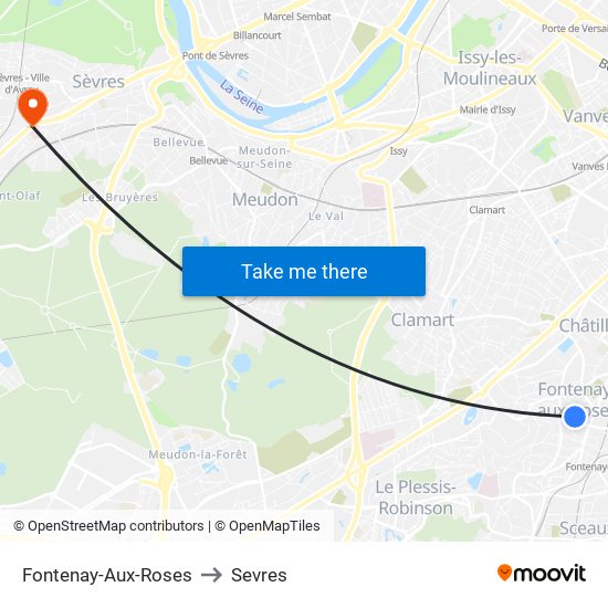 Fontenay-Aux-Roses to Sevres map