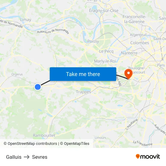 Galluis to Sevres map