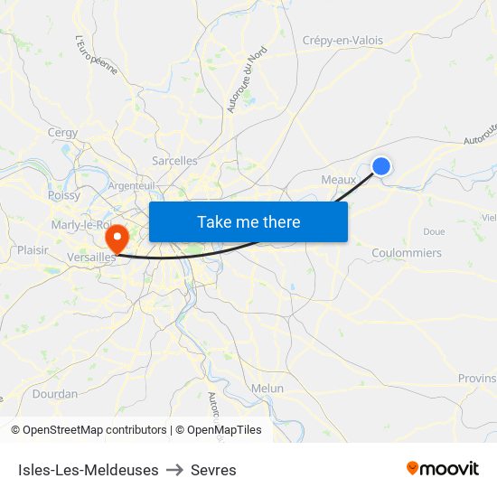 Isles-Les-Meldeuses to Sevres map