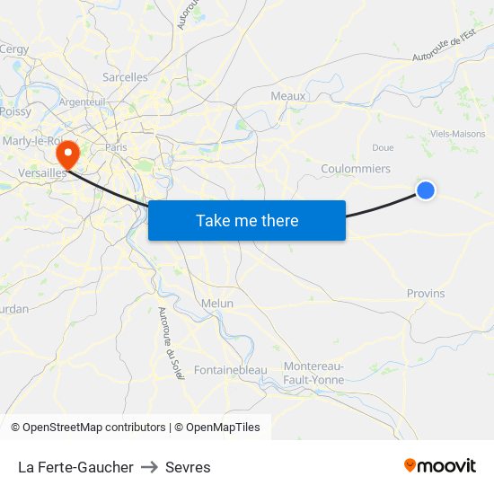 La Ferte-Gaucher to Sevres map