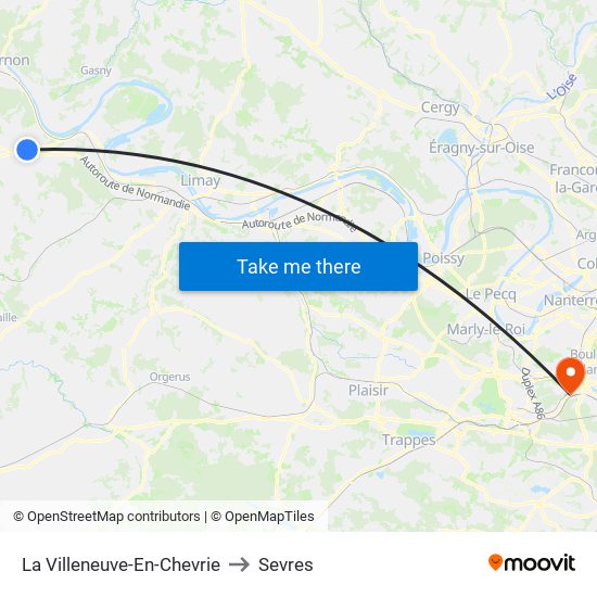La Villeneuve-En-Chevrie to Sevres map