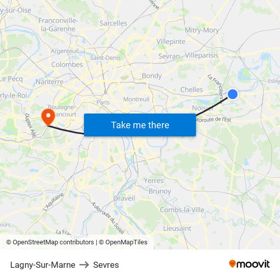 Lagny-Sur-Marne to Sevres map