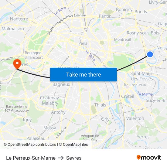 Le Perreux-Sur-Marne to Sevres map