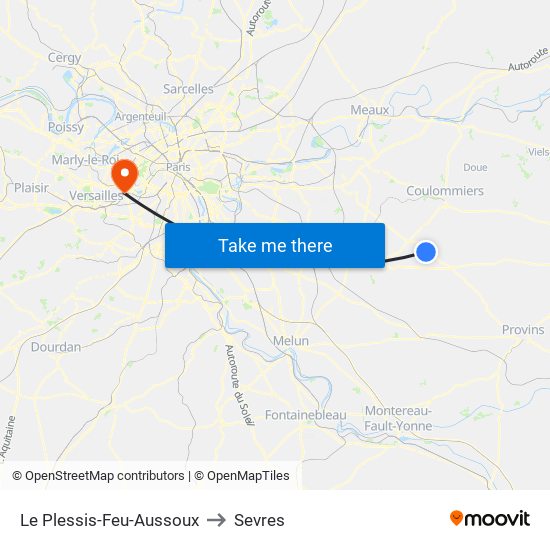 Le Plessis-Feu-Aussoux to Sevres map