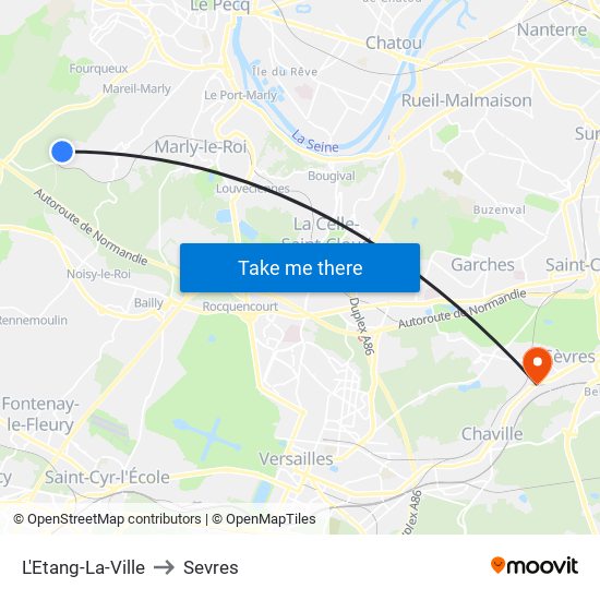 L'Etang-La-Ville to Sevres map
