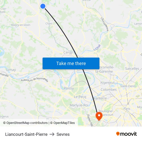 Liancourt-Saint-Pierre to Sevres map