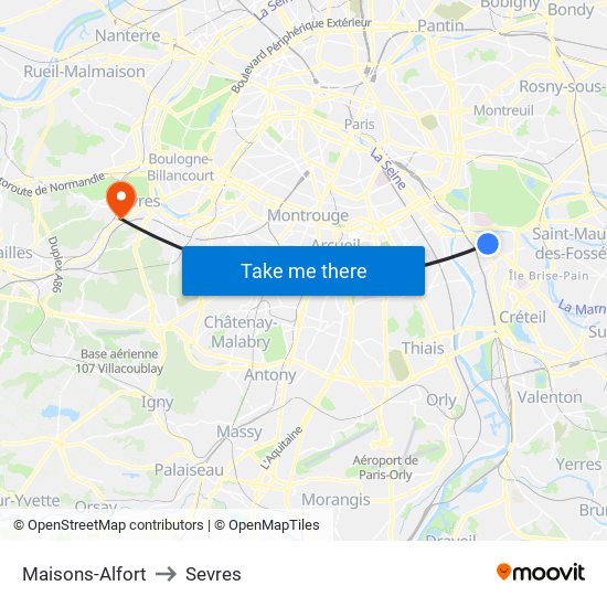 Maisons-Alfort to Sevres map