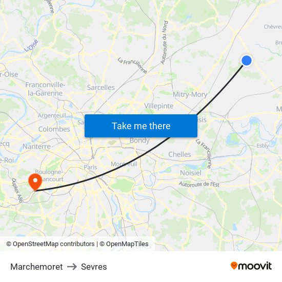 Marchemoret to Sevres map