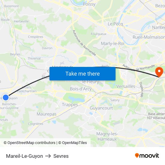 Mareil-Le-Guyon to Sevres map