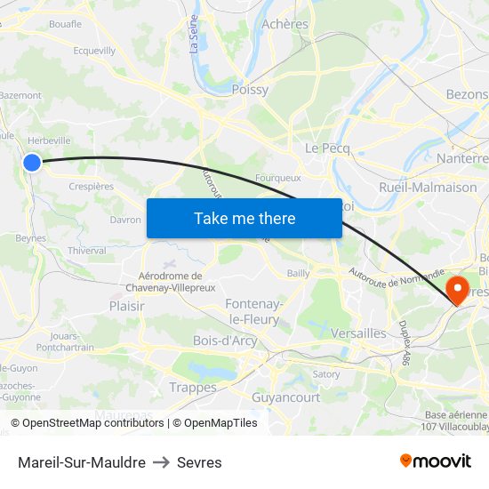 Mareil-Sur-Mauldre to Sevres map