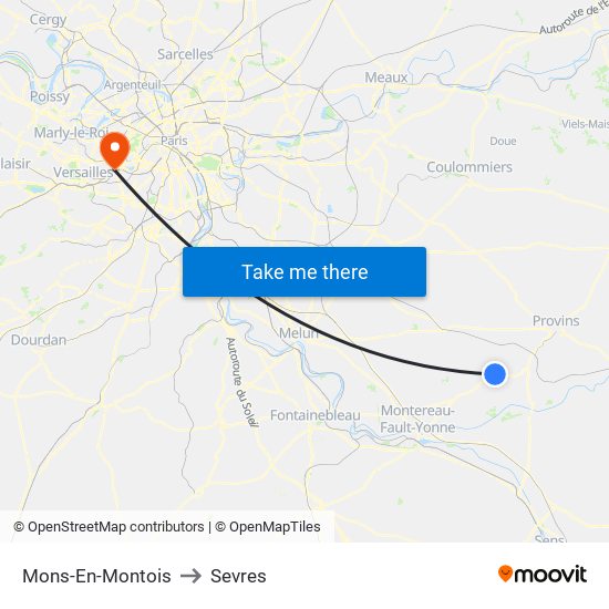 Mons-En-Montois to Sevres map