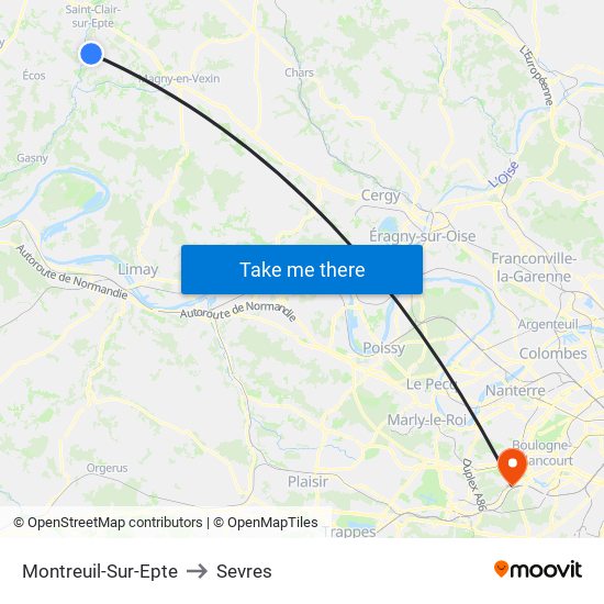 Montreuil-Sur-Epte to Sevres map