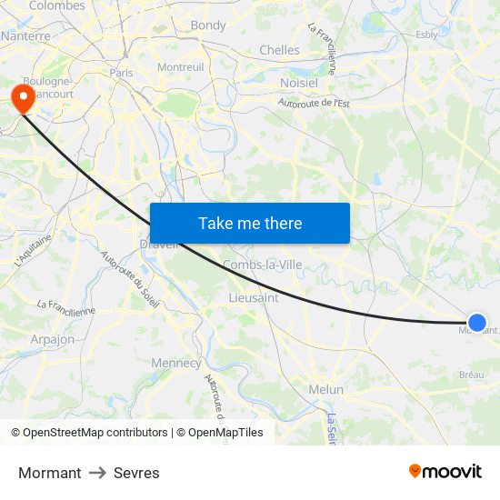 Mormant to Sevres map