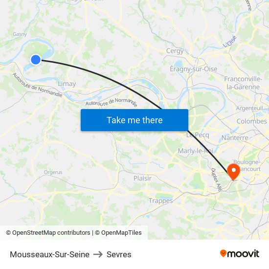 Mousseaux-Sur-Seine to Sevres map