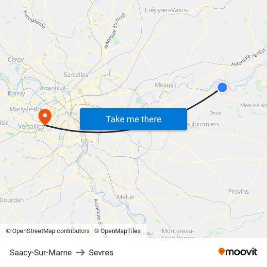 Saacy-Sur-Marne to Sevres map