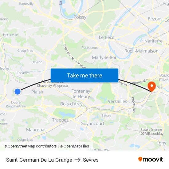 Saint-Germain-De-La-Grange to Sevres map