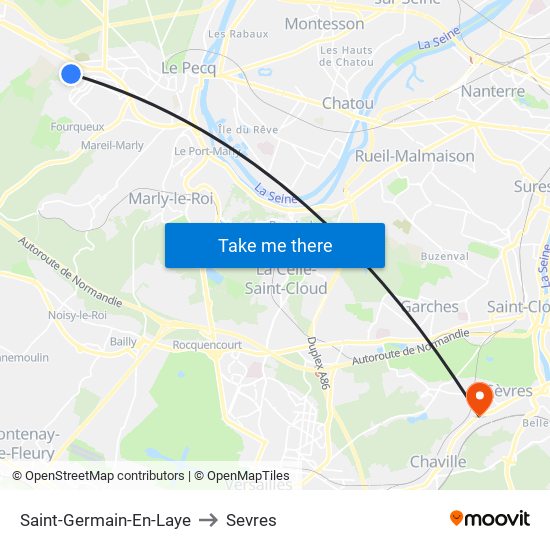 Saint-Germain-En-Laye to Sevres map