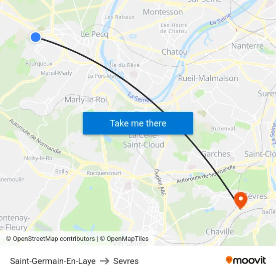 Saint-Germain-En-Laye to Sevres map