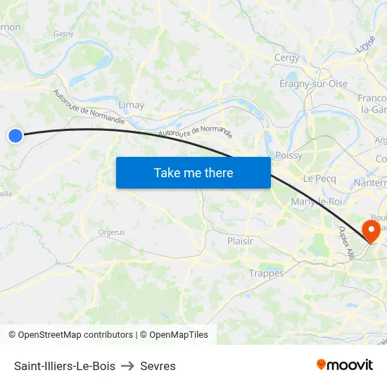 Saint-Illiers-Le-Bois to Sevres map