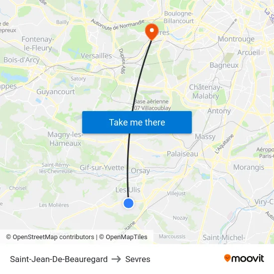 Saint-Jean-De-Beauregard to Sevres map