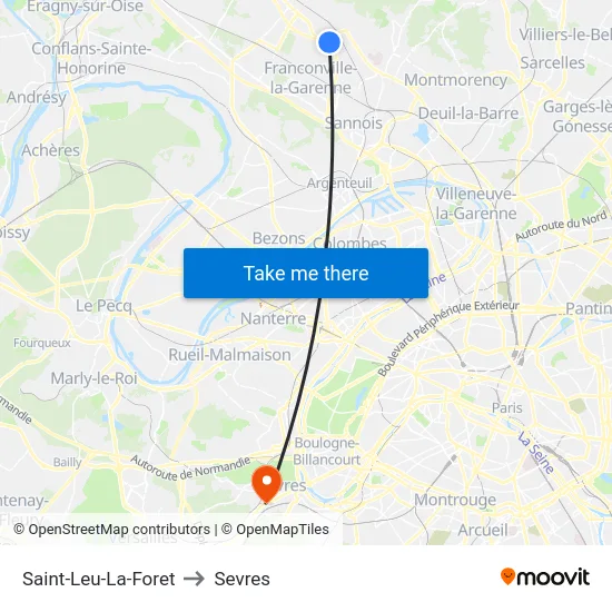 Saint-Leu-La-Foret to Sevres map