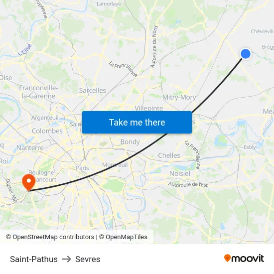 Saint-Pathus to Sevres map