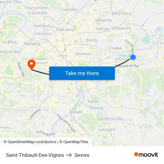 Saint-Thibault-Des-Vignes to Sevres map