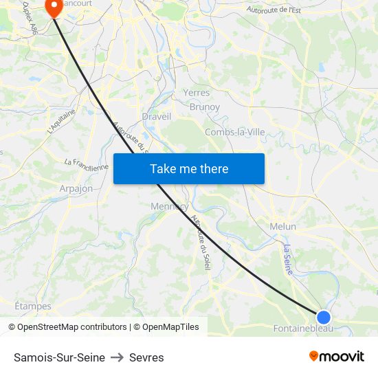Samois-Sur-Seine to Sevres map