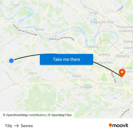 Tilly to Sevres map