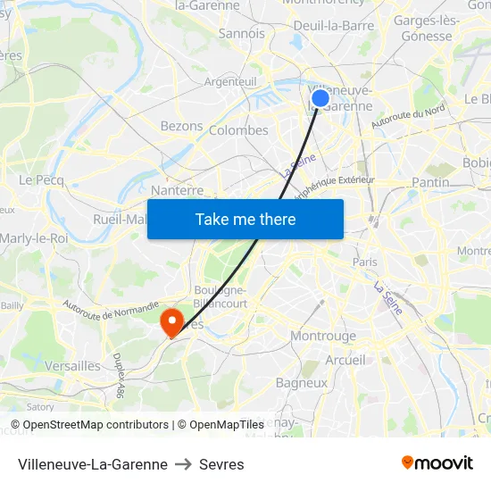 Villeneuve-La-Garenne to Sevres map