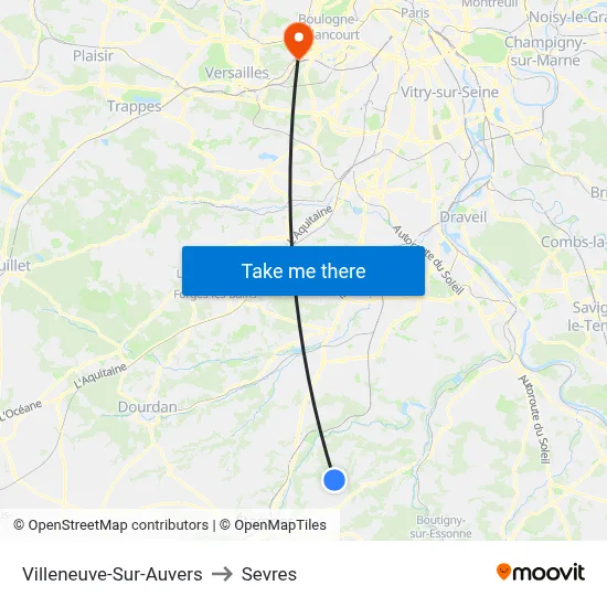 Villeneuve-Sur-Auvers to Sevres map