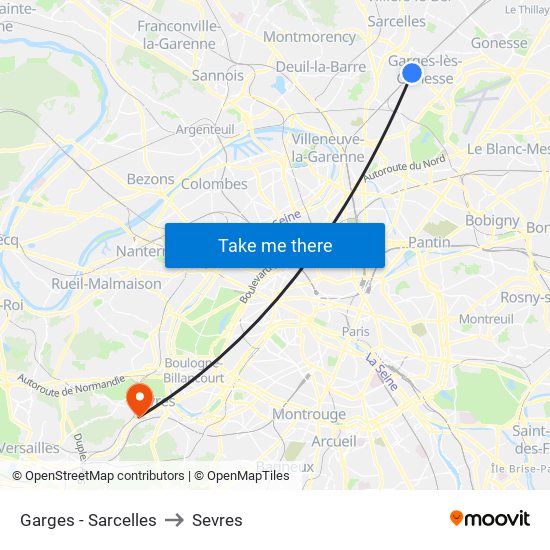 Garges - Sarcelles to Sevres map