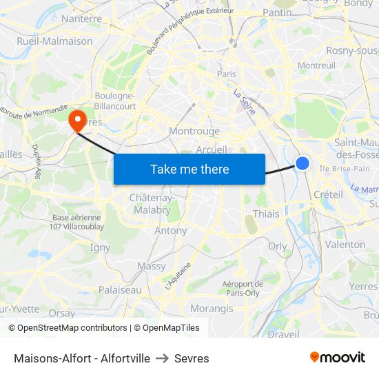 Maisons-Alfort - Alfortville to Sevres map