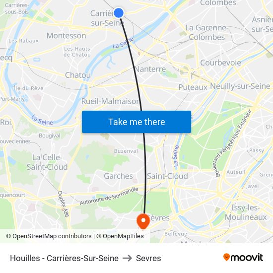 Houilles - Carrières-Sur-Seine to Sevres map