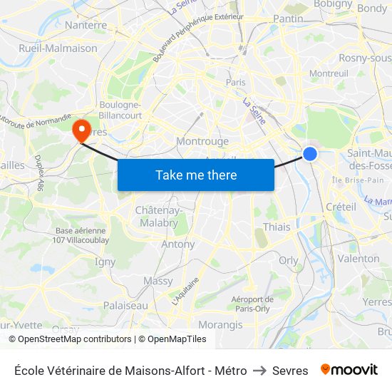 École Vétérinaire de Maisons-Alfort - Métro to Sevres map